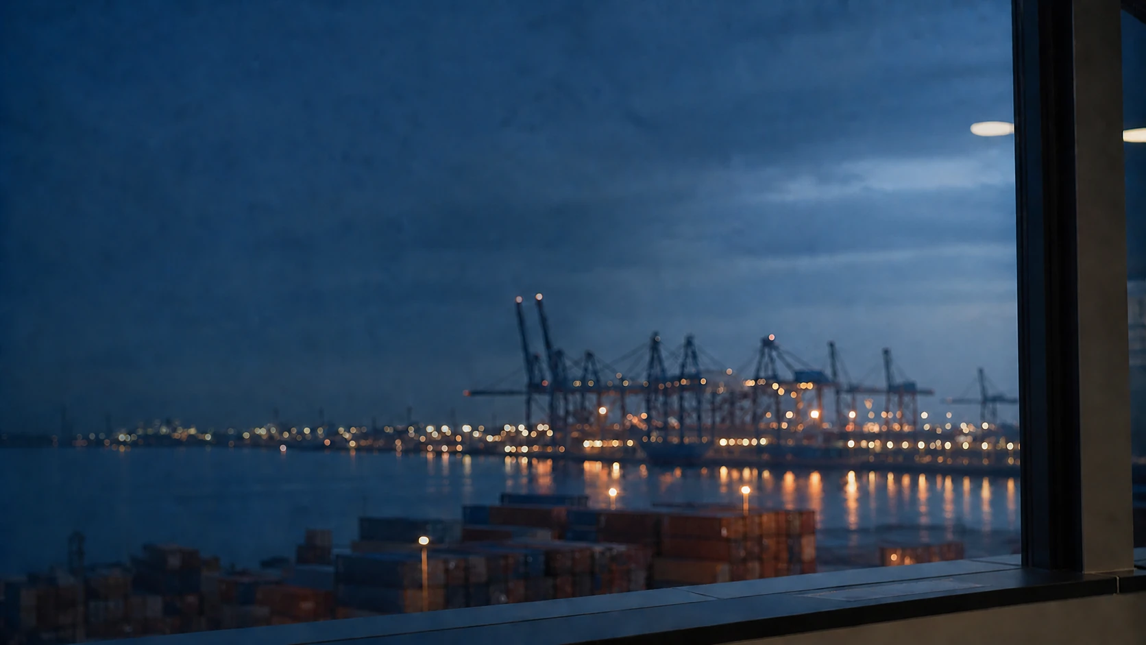 Port facilities viewed from an office